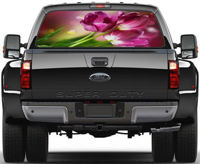 Pink Tulips Car Rear Window See-Through Net Decal