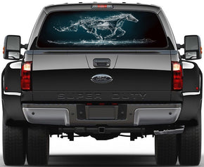 Water Horse Car Rear Window See-Through Net Decal