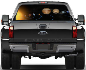 Space Solar System Planets Car Rear Window See-Through Net Decal