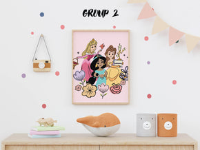 Jasmine, Belle & Aurora Princess Wall Poster Premium Paper Print - Multiple Sizes Available