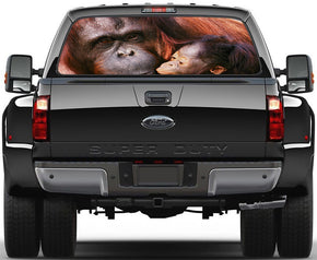 Orangutan Monkey Car Rear Window See-Through Net Decal