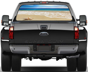 Exotic Beach Waves Car Rear Window See-Through Net Decal