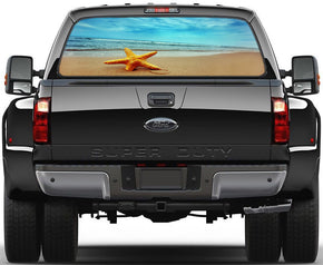 Exotic Beach Starfish Car Rear Window See-Through Net Decal