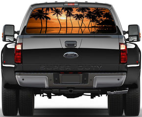 Hawaii Sunset Beach Car Rear Window See-Through Net Decal