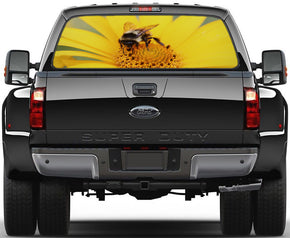 Bee Flower Car Rear Window See-Through Net Decal