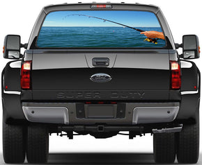 Fishing Car Rear Window See-Through Net Decal