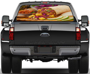 Mexican Food Burrito Taco Car Rear Window See-Through Net Decal