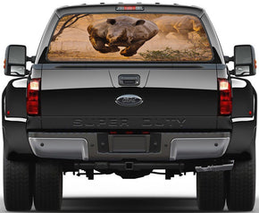 Rhinoceros Rhino Car Rear Window See-Through Net Decal