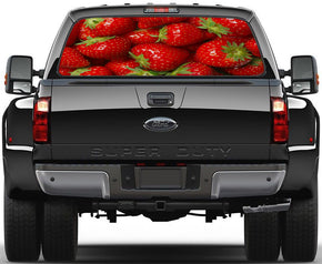 Strawberries Fruit Car Rear Window See-Through Net Decal