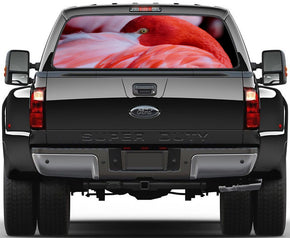 Red Flamingo Animals Birds Car Rear Window See-Through Net Decal