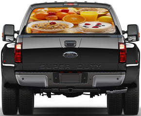 Breakfast Oatmeal Juice Car Rear Window See-Through Net Decal