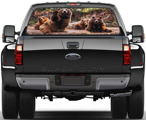 Bears Animals Car Rear Window See-Through Net Decal