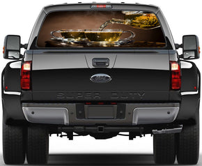 Tea Beverage Breakfast Car Rear Window See-Through Net Decal