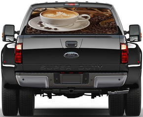 Café Breakfast Car Rear Window See-Through Net Decal