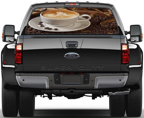 Coffee Breakfast Car Rear Window See-Through Net Decal