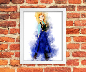 ANNA Frozen Watercolor Art Digital File Instant Download, Print-At-Home