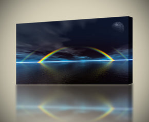 Fantasy Ocean Rainbow At Night Canvas Print Giclee