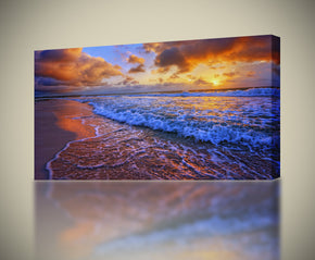 Beach Purple Sunset Impression sur toile
