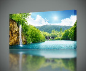 Forest Lake Waterfall Canvas Print Giclee