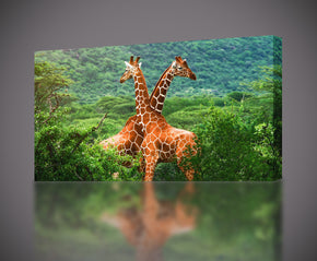 Girafes dans l’impression de toile de forêt Giclee