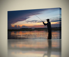 Sunset Lake Fishing Canvas Print Giclee