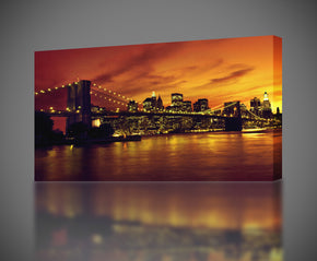 New York Bridge Sunset Canvas Print Giclee