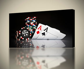 Poker Texas Hold'em Cartes Chips Impression sur toile