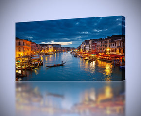 Venise Canal Sunset Landscape Canvas Print Giclee