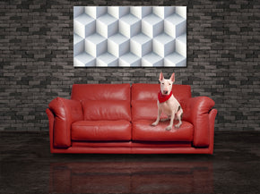 White 3D Cubes Canvas Print Giclee