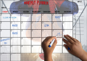 Super Hero Monthly Erasable Planner Schedule Decal WALL STICKER Kids CC005