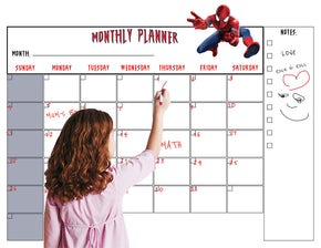 Super Hero Monthly Erasable Planner Schedule Decal WALL STICKER Kids CC004