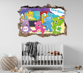 Care Bears 3D Smashed Hole Illusion Decal Wall Sticker JS06