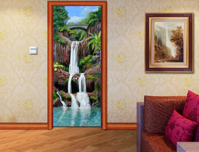 Waterfall Forest Trees DIY DOOR WRAP Autocollant amovible décalcomanie D103