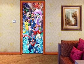 POKEMON Characters DIY DOOR WRAP Decal Removable Sticker D113