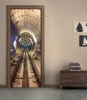 Underground Metro Tunnel DIY DOOR WRAP Autocollant amovible D119