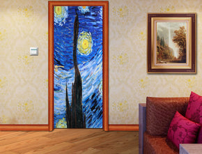 The Starry Night DIY DOOR WRAP Decal Removable Sticker D122