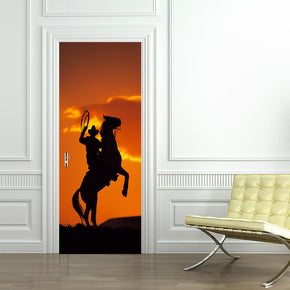 Cowboy Horse Sunset DIY DOOR WRAP Decal Sticker Amovible D148
