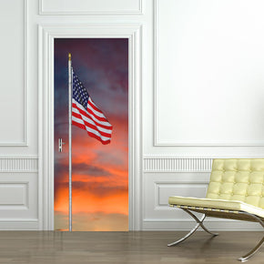 Us American Flag Sunset DIY DOOR WRAP Autocollant amovible D176