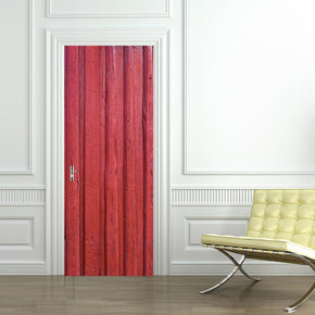 Red Wood Planks DIY DOOR WRAP Decal Removable Sticker D182
