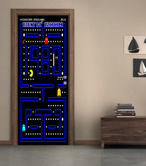 Pacman Personalized Name DOOR WRAP Decal Removable Sticker D223