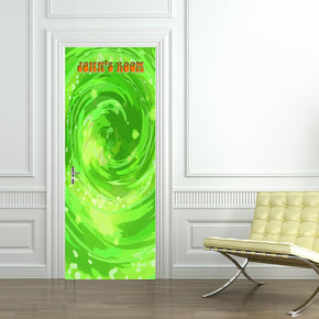 Rick & Morty Portal Personalized Name DOOR WRAP Decal Removable Sticker D264