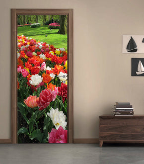 Garden Flowers DIY DOOR WRAP Decal Removable Sticker D50