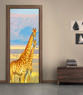 Giraffes Safari DIY DOOR WRAP Decal Removable Sticker D53