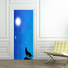 Howling Wolf DIY DOOR WRAP Decal Removable Sticker D54