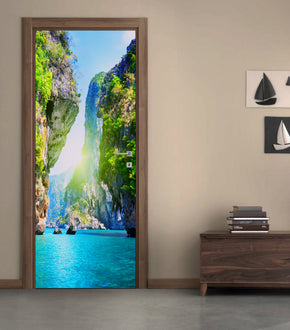 Sea & Cliffs DIY DOOR WRAP Decal Removable Sticker D80