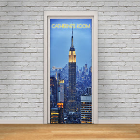 New York City Personalized Name DOOR WRAP Decal Removable Sticker D85