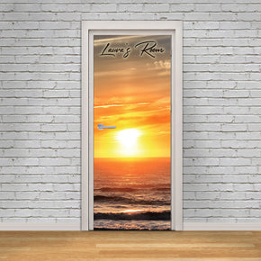 Ocean Beach Sunset Personalized Name DOOR WRAP Decal Removable Sticker D87