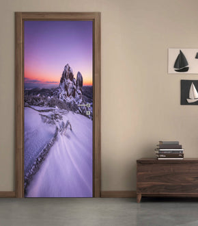 Snowy Mountain Sunset DIY DOOR WRAP Autocollant amovible décalcomanie D98