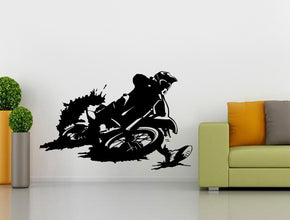 Dirt Bike moto sticker mural autocollant pochoir Silhouette ST113