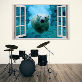 Polar Bear Underwater 3D Window Wall Sticker Decal H100
